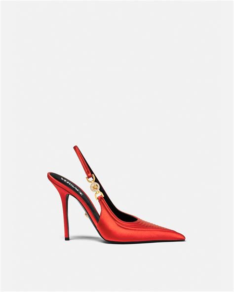 all red versace shoes|versace slingback heels.